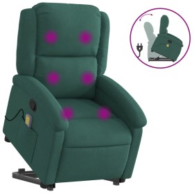 vidaXL Massagesessel mit Aufstehhilfe Dunkelgrün Samt