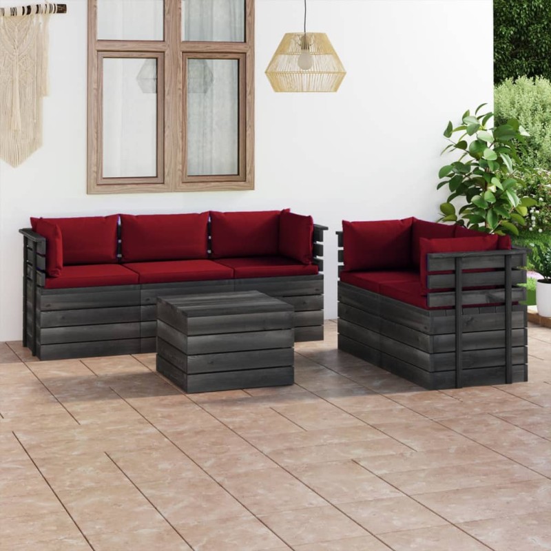 vidaXL 6-tlg. Garten-Sofagarnitur aus Paletten mit Kissen Kiefernholz vidaXL 6-tlg. Garten-Sofagarnitur aus Paletten mit Kissen Kiefernholz