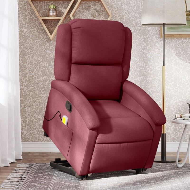 vidaXL Relaxsessel mit Aufstehhilfe Weinrot Stoff vidaXL Relaxsessel mit Aufstehhilfe Weinrot Stoff