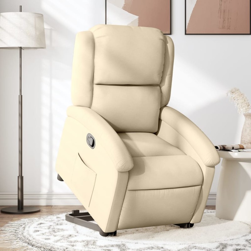 vidaXL Relaxsessel mit Aufstehhilfe Creme Stoff vidaXL Relaxsessel mit Aufstehhilfe Creme Stoff