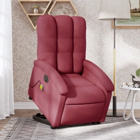 vidaXL Elektrischer Massagesessel mit Aufstehhilfe Weinrot Stoff