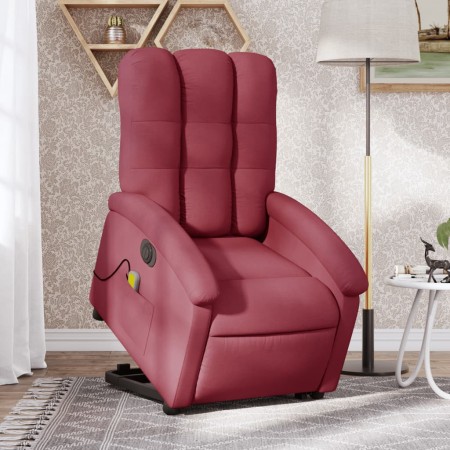 vidaXL Elektrischer Massagesessel mit Aufstehhilfe Weinrot Stoff