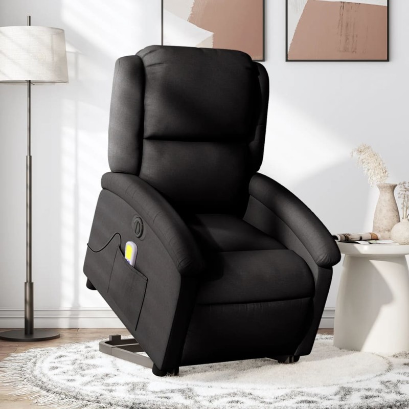 vidaXL Elektrischer Massagesessel mit Aufstehhilfe Schwarz Stoff vidaXL Elektrischer Massagesessel mit Aufstehhilfe Schwarz Stoff