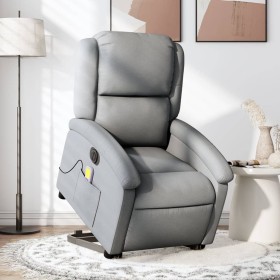 vidaXL Elektrischer Massagesessel mit Aufstehhilfe Hellgrau Stoff