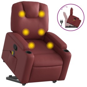 vidaXL Massagesessel mit Aufstehhilfe Weinrot Kunstleder