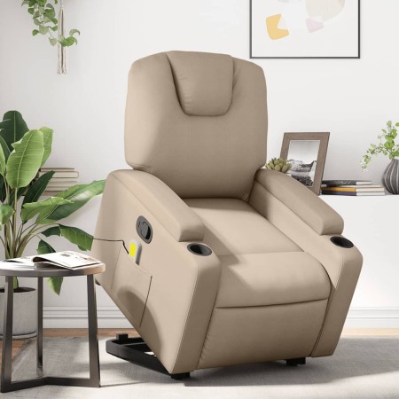 vidaXL Massagesessel mit Aufstehhilfe Cappuccino-Braun Kunstleder