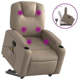 vidaXL Massagesessel mit Aufstehhilfe Cappuccino-Braun Kunstleder