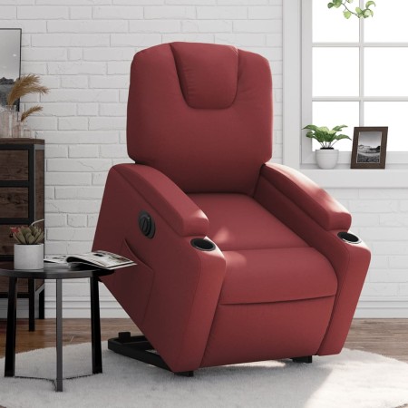 vidaXL Relaxsessel mit Aufstehhilfe Elektrisch Weinrot Kunstleder