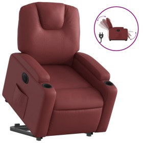 vidaXL Relaxsessel mit Aufstehhilfe Elektrisch Weinrot Kunstleder