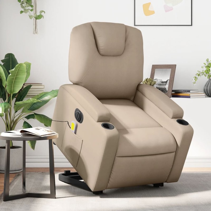 vidaXL Massagesessel mit Aufstehhilfe Elektrisch Cappuccino Kunstleder vidaXL Massagesessel mit Aufstehhilfe Elektrisch Cappuccino Kunstleder