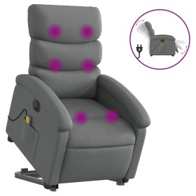 vidaXL Elektrischer Massagesessel mit Aufstehhilfe Dunkelgrau Stoff