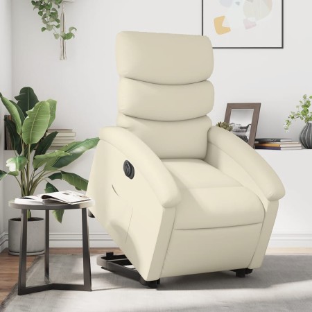 vidaXL Relaxsessel mit Aufstehhilfe Elektrisch Creme Kunstleder