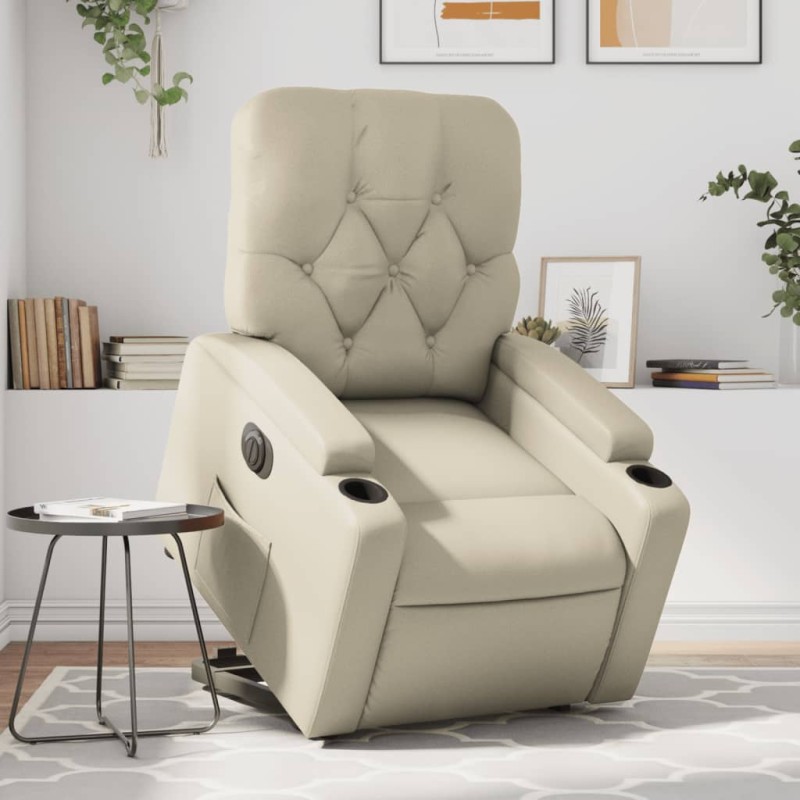 vidaXL Relaxsessel mit Aufstehhilfe Elektrisch Creme Kunstleder vidaXL Relaxsessel mit Aufstehhilfe Elektrisch Creme Kunstleder