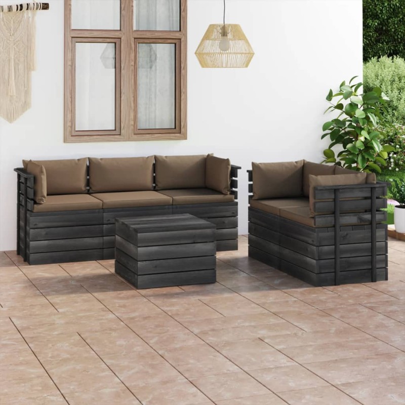 6-tlg. Garten-Sofagarnitur aus Paletten mit Kissen Kiefernholz 6-tlg. Garten-Sofagarnitur aus Paletten mit Kissen Kiefernholz