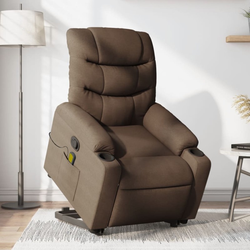 vidaXL Massagesessel mit Aufstehhilfe Braun Stoff vidaXL Massagesessel mit Aufstehhilfe Braun Stoff