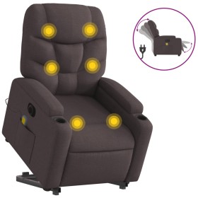 vidaXL Elektrischer Massagesessel mit Aufstehhilfe Dunkelbraun Stoff