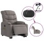 vidaXL Elektrischer Massagesessel mit Aufstehhilfe Taupe Stoff vidaXL Elektrischer Massagesessel mit Aufstehhilfe Taupe Stoff