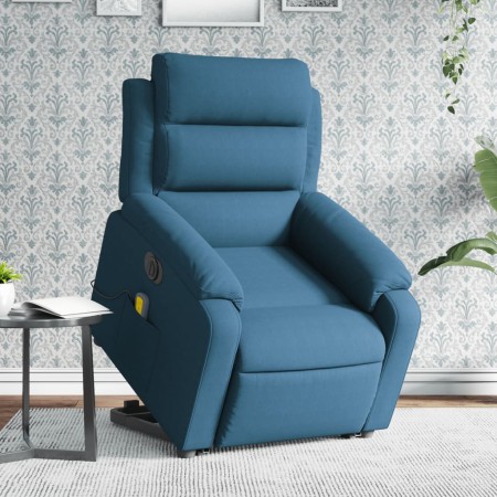 vidaXL Massagesessel mit Aufstehhilfe Elektrisch Blau Samt