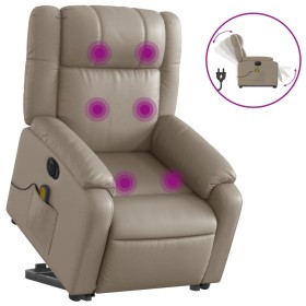 vidaXL Massagesessel mit Aufstehhilfe Elektrisch Cappuccino Kunstleder
