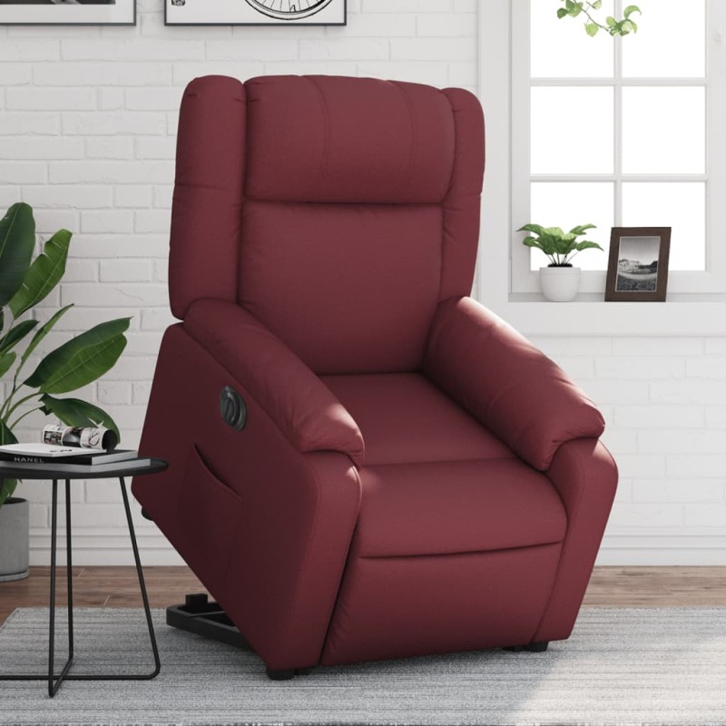 vidaXL Relaxsessel mit Aufstehhilfe Elektrisch Weinrot Kunstleder vidaXL Relaxsessel mit Aufstehhilfe Elektrisch Weinrot Kunstleder