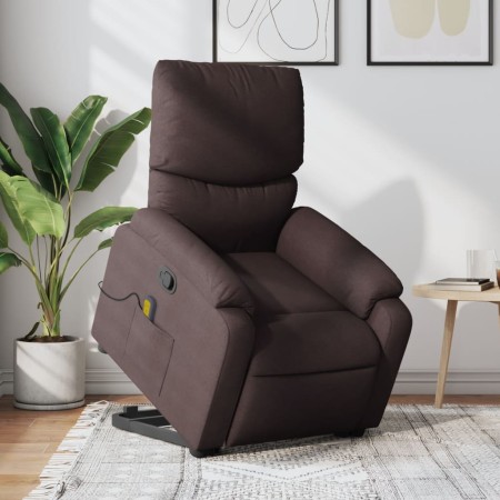 vidaXL Massagesessel mit Aufstehhilfe Dunkelbraun Stoff