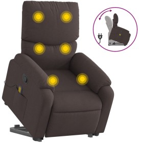 vidaXL Massagesessel mit Aufstehhilfe Dunkelbraun Stoff