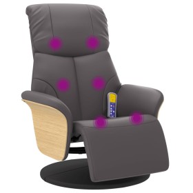 vidaXL Massagesessel mit Fußteil Grau Kunstleder