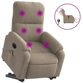 vidaXL Massagesessel Aufstehhilfe Elektrisch Taupe Mikrofasergewebe