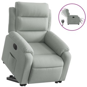 vidaXL Relaxsessel mit Aufstehhilfe Elektrisch Hellgrau Samt