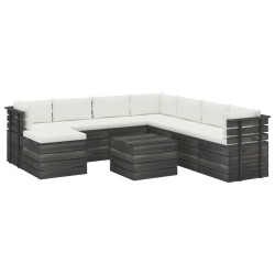 vidaXL 9-tlg. Garten-Sofagarnitur aus Paletten mit Kissen Kiefernholz