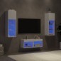 vidaXL 4-tlg. TV-Wohnwand mit LED-Leuchten Weiß vidaXL 4-tlg. TV-Wohnwand mit LED-Leuchten Weiß