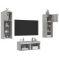 vidaXL 4-tlg. TV-Wohnwand mit LED-Leuchten Grau Sonoma vidaXL 4-tlg. TV-Wohnwand mit LED-Leuchten Grau Sonoma
