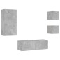 vidaXL 4-tlg. TV-Wohnwand mit LED-Leuchten Betongrau vidaXL 4-tlg. TV-Wohnwand mit LED-Leuchten Betongrau