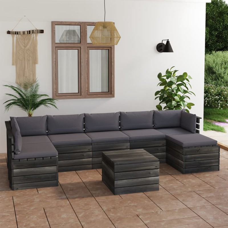 8-tlg. Garten-Sofagarnitur aus Paletten mit Kissen Kiefernholz 8-tlg. Garten-Sofagarnitur aus Paletten mit Kissen Kiefernholz