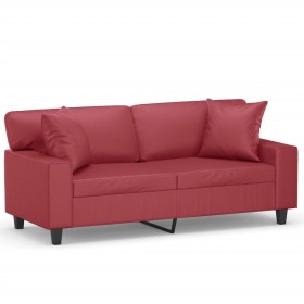 vidaXL 2-Sitzer-Sofa mit Zierkissen Weinrot 140 cm Kunstleder