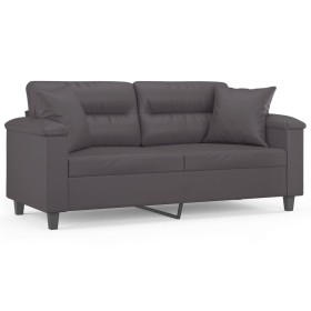 vidaXL 2-Sitzer-Sofa mit Zierkissen Grau 140 cm Kunstleder