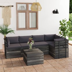 vidaXL 6-tlg. Garten-Sofagarnitur aus Paletten mit Kissen Kiefernholz