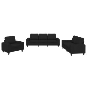 vidaXL 3-tlg. Sofagarnitur Schwarz Stoff