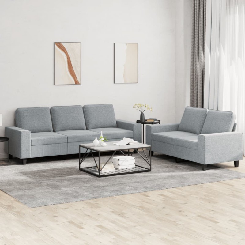 vidaXL 2-tlg. Sofagarnitur Hellgrau Stoff vidaXL 2-tlg. Sofagarnitur Hellgrau Stoff