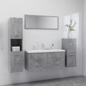 vidaXL Badmöbel-Set Betongrau Holzwerkstoff