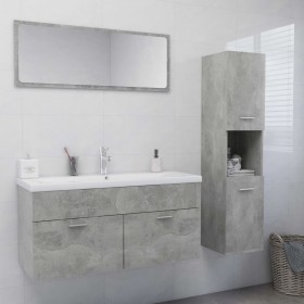 vidaXL Badmöbel-Set Betongrau Holzwerkstoff