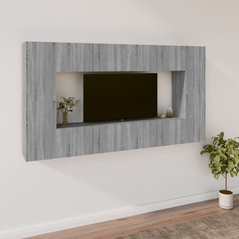vidaXL 8-tlg. TV-Schrank-Set Grau Sonoma Holzwerkstoff vidaXL 8-tlg. TV-Schrank-Set Grau Sonoma Holzwerkstoff