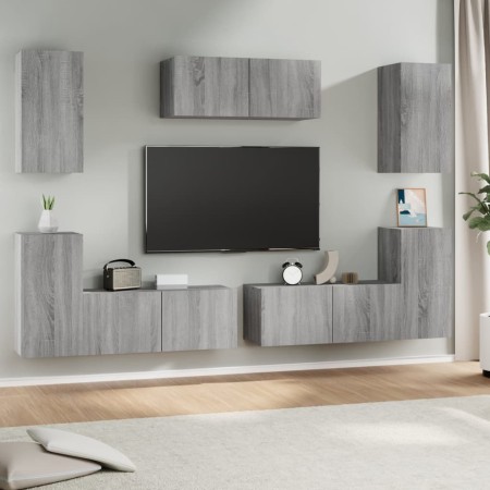 vidaXL 7-tlg. TV-Schrank-Set Grau Sonoma Holzwerkstoff