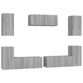 vidaXL 7-tlg. TV-Schrank-Set Grau Sonoma Holzwerkstoff