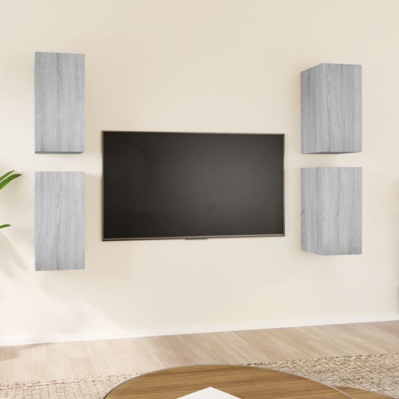 vidaXL TV-Schränke 4 Stk. Grau Sonoma 30,5x30x60 cm Holzwerkstoff vidaXL TV-Schränke 4 Stk. Grau Sonoma 30,5x30x60 cm Holzwerkstoff
