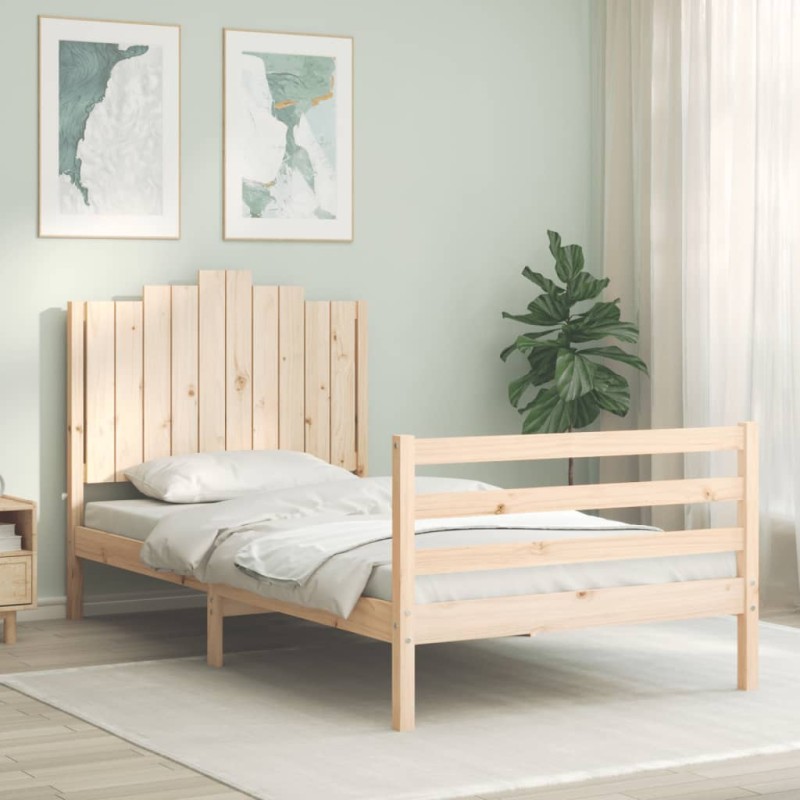 vidaXL Massivholzbett mit Kopfteil 100x200 cm vidaXL Massivholzbett mit Kopfteil 100x200 cm