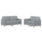 vidaXL 2-tlg. Sofagarnitur mit Kissen Hellgrau Stoff vidaXL 2-tlg. Sofagarnitur mit Kissen Hellgrau Stoff