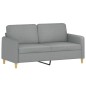vidaXL 2-tlg. Sofagarnitur mit Kissen Hellgrau Stoff vidaXL 2-tlg. Sofagarnitur mit Kissen Hellgrau Stoff