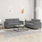 vidaXL 2-tlg. Sofagarnitur mit Kissen Dunkelgrau Mikrofasergewebe vidaXL 2-tlg. Sofagarnitur mit Kissen Dunkelgrau Mikrofasergewebe