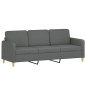 vidaXL 3-tlg. Sofagarnitur mit Kissen Dunkelgrau Stoff vidaXL 3-tlg. Sofagarnitur mit Kissen Dunkelgrau Stoff